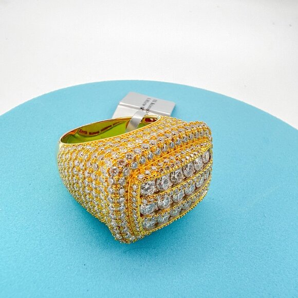 925 Sterling Sliver Moissanite Rectangle Elevated Ring, 1inch wide 6.961ctw VVS - Picture 5 of 7